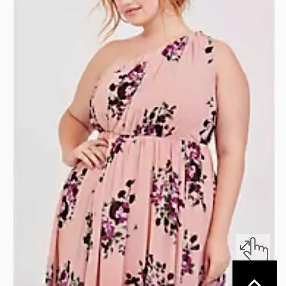 COPY - NWT torrid pink floral one shoulder special occasion maxi dress size 16 … - Picture 2 of 6